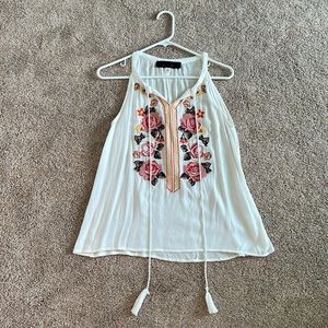 Cream Floral Tank Top - Size Small